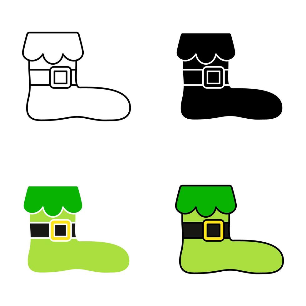 Set of Elf shoes in flat style isolated vector