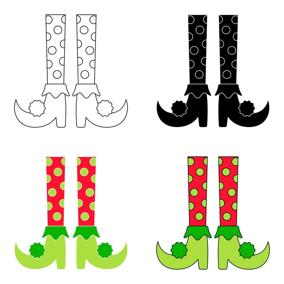 Set of Elf feet in flat style isolated vector