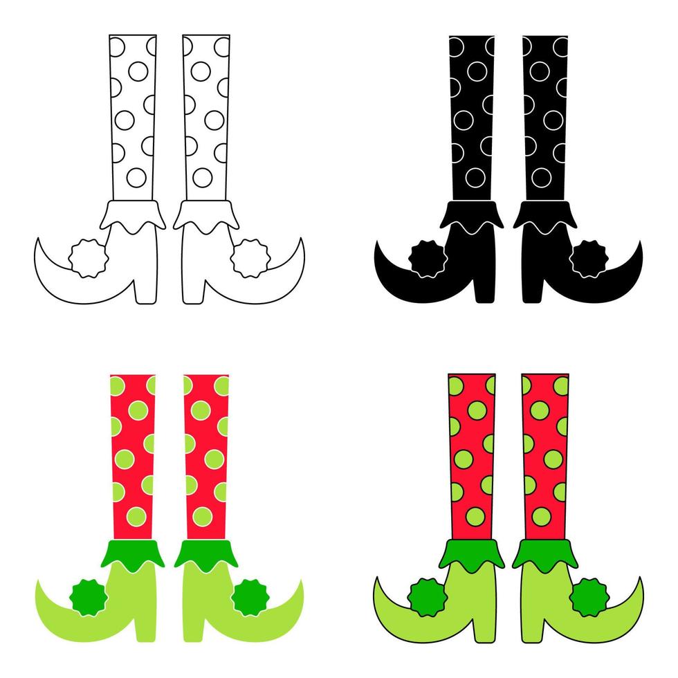 Set of Elf feet in flat style isolated vector