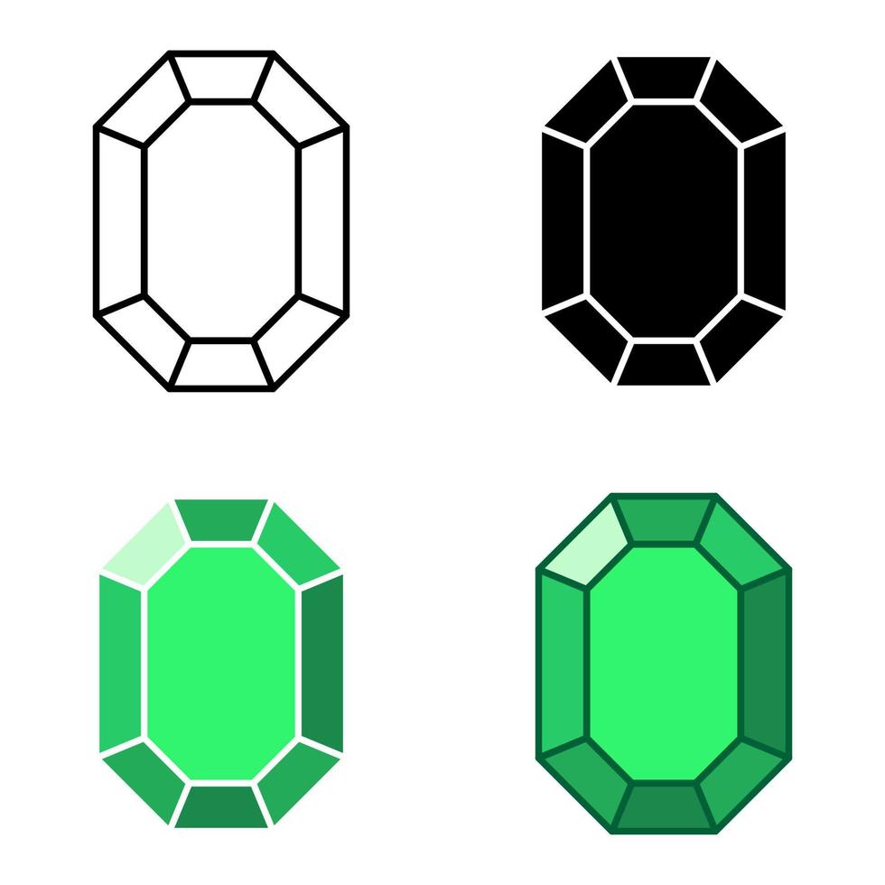 Set of gems in flat style isolated vector