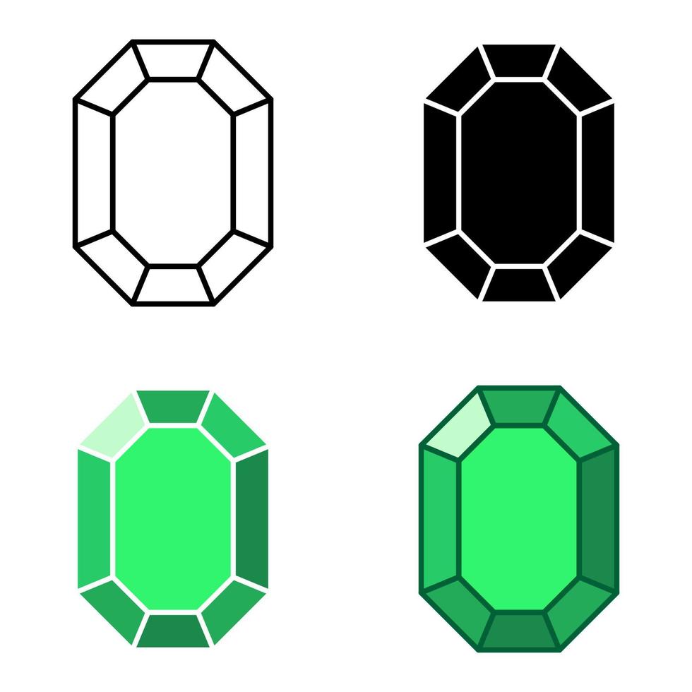 conjunto de gemas en estilo plano aislado vector