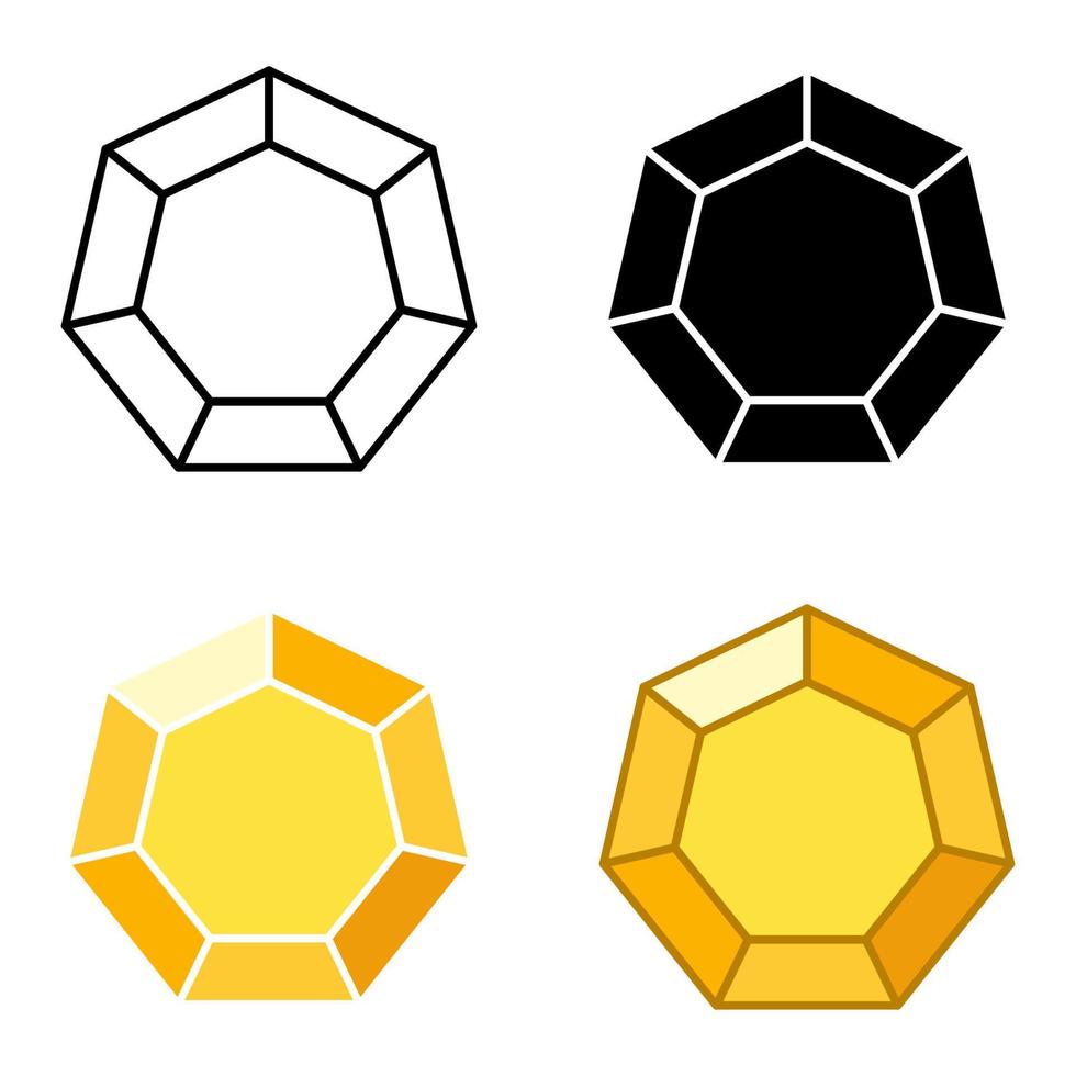 Set of gems in flat style isolated vector