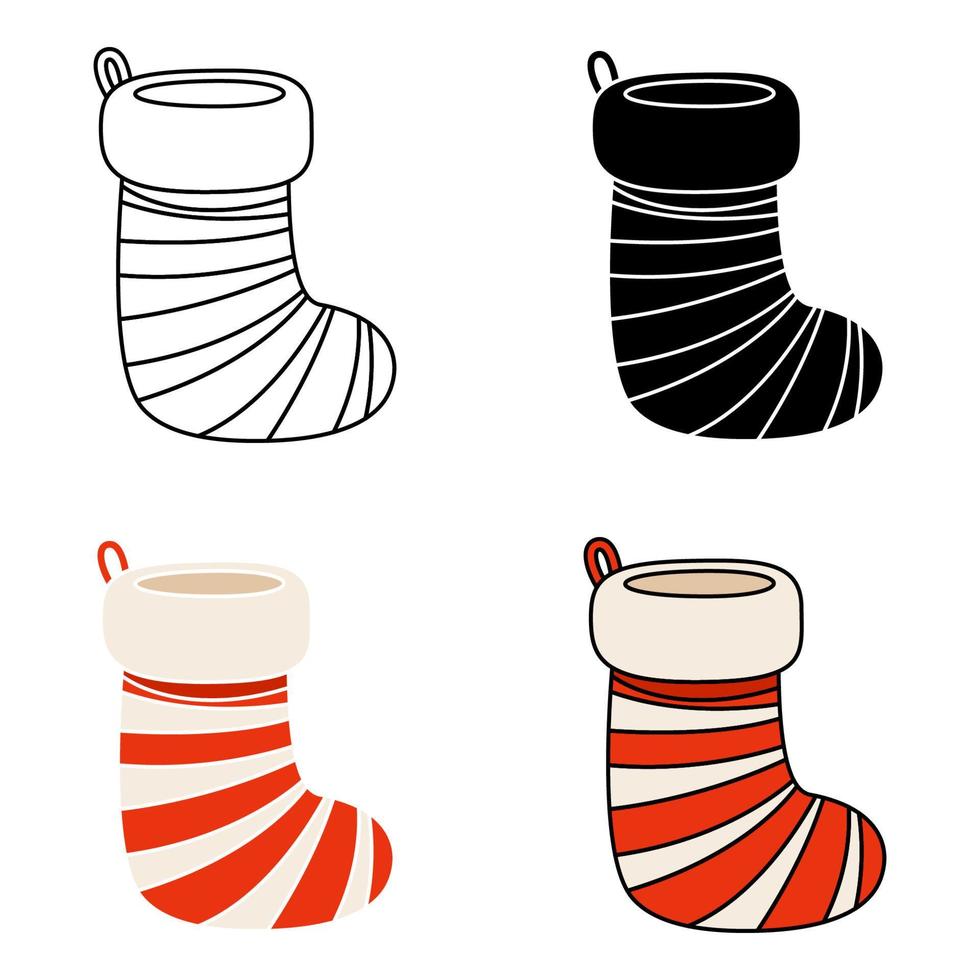 Set of christmas sock in flat style isolated vector