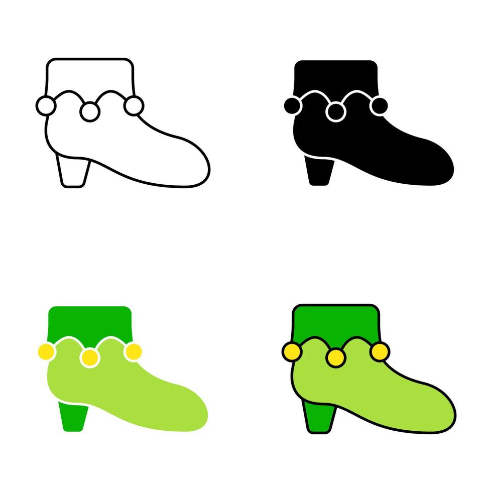 Set of Elf shoes in flat style isolated vector