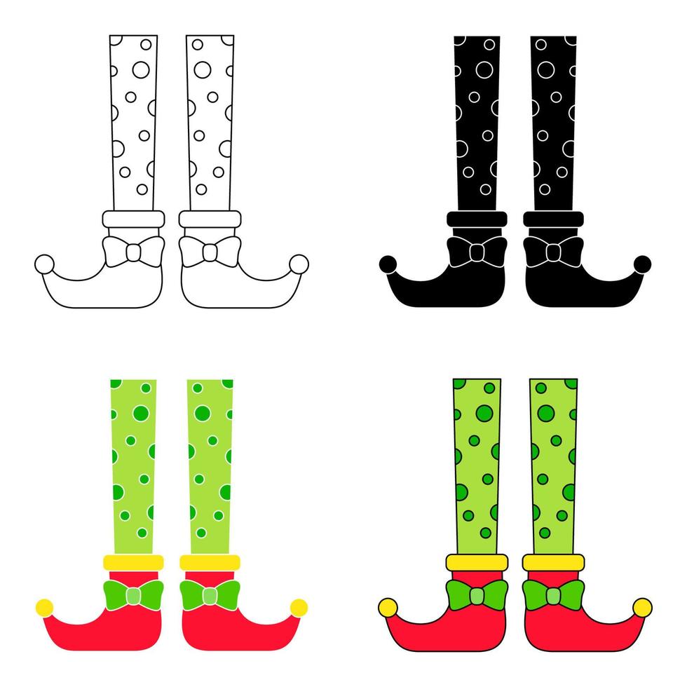 Set of Elf feet in flat style isolated vector