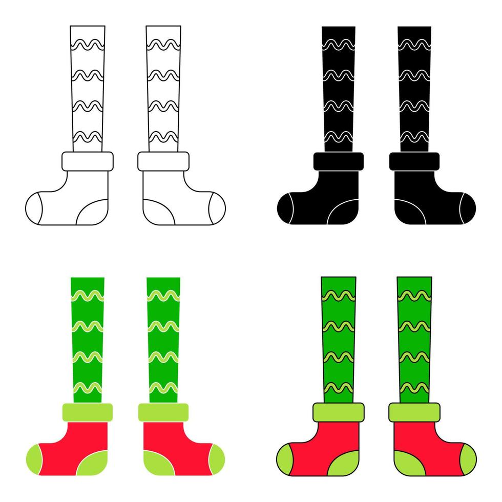Set of Elf feet in flat style isolated vector
