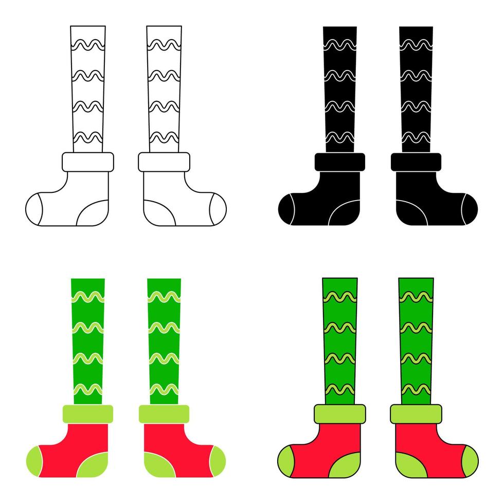 Set of Elf feet in flat style isolated vector