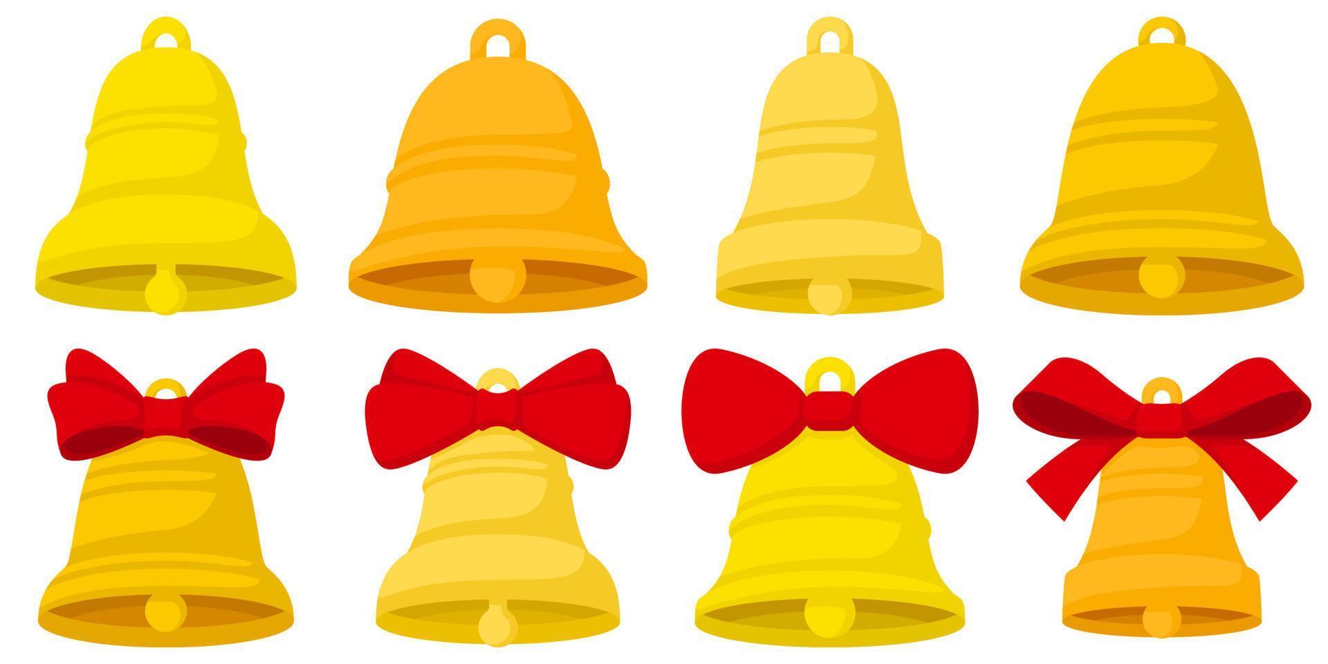 Set of Christmas Bell in flat style isolated vector