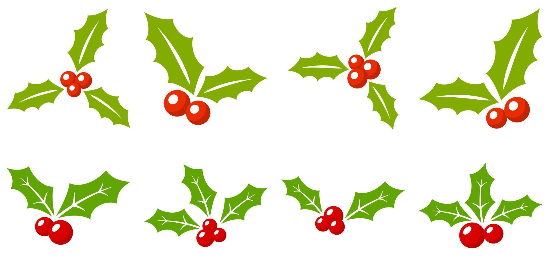 Set of holly berries in flat style isolated vector