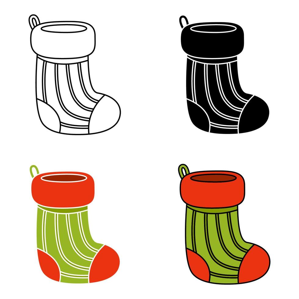 Set of christmas sock in flat style isolated vector