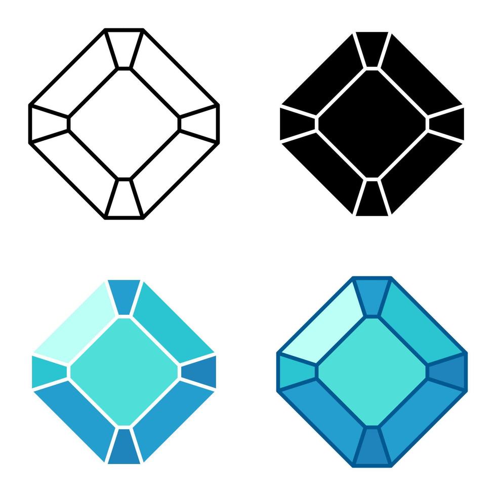 conjunto de gemas en estilo plano aislado vector