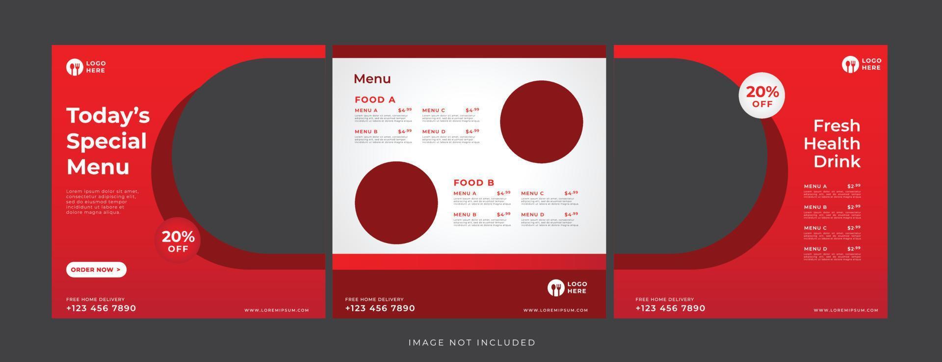 food and drink banner for social media template vector