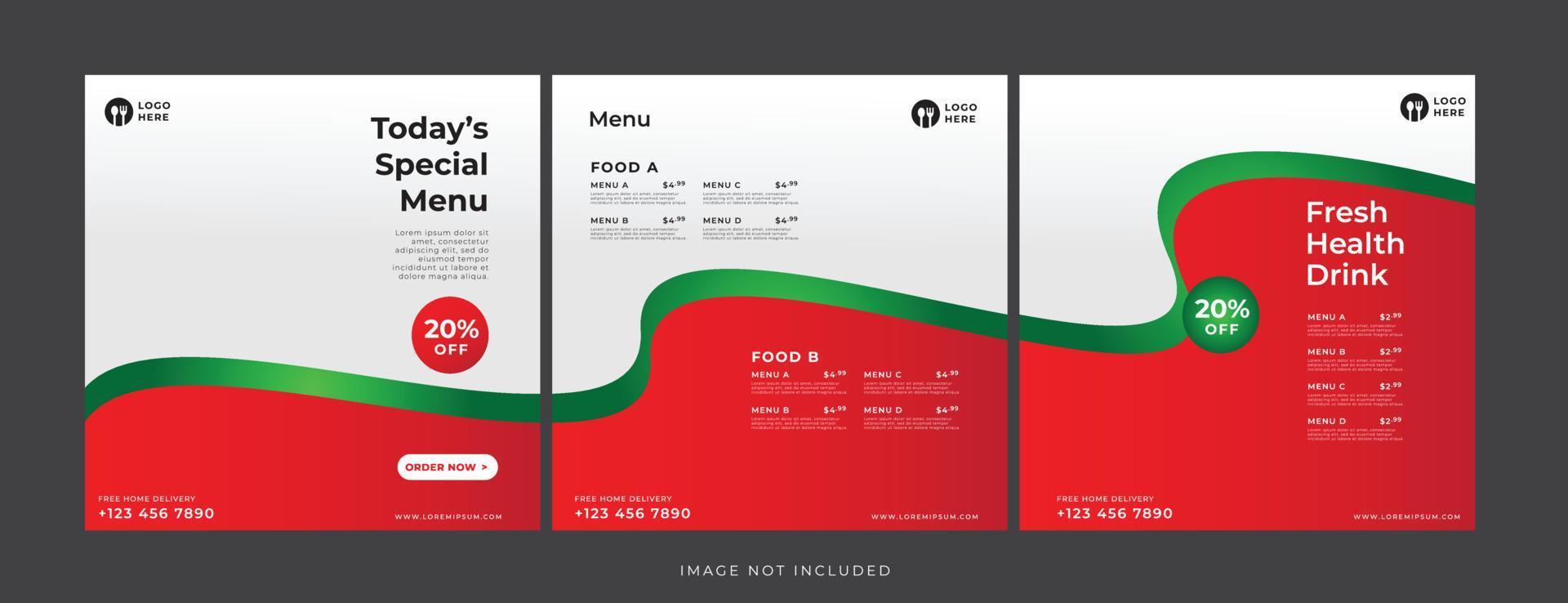 food and drink banner for social media template vector