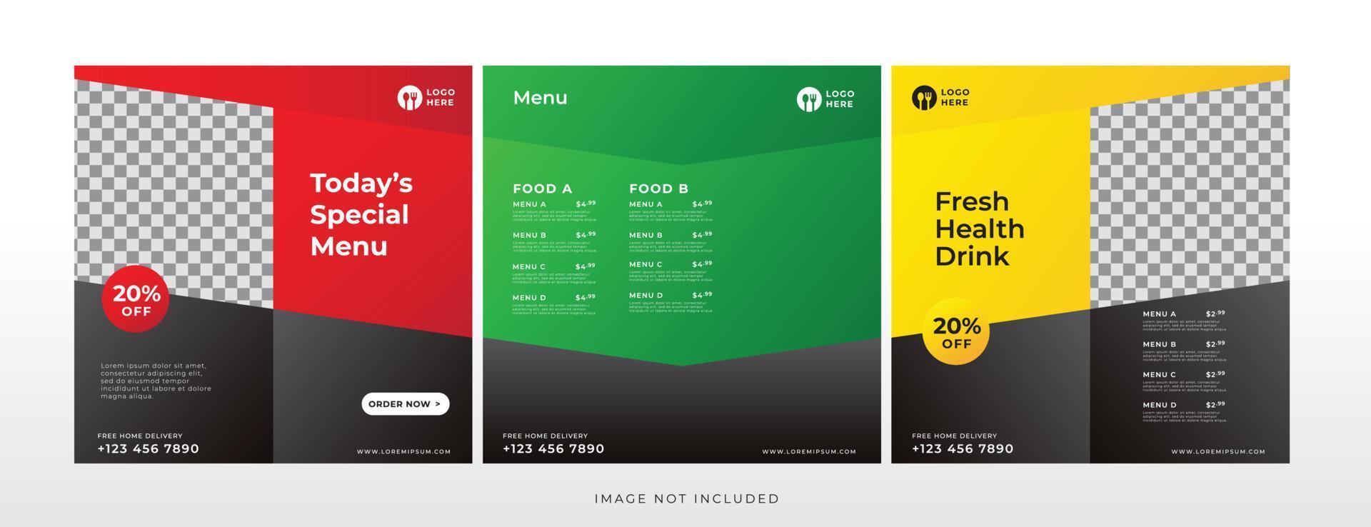 food and drink banner for social media template vector