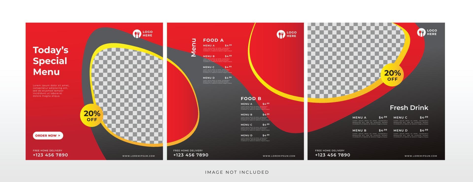 food and drink banner for social media template vector