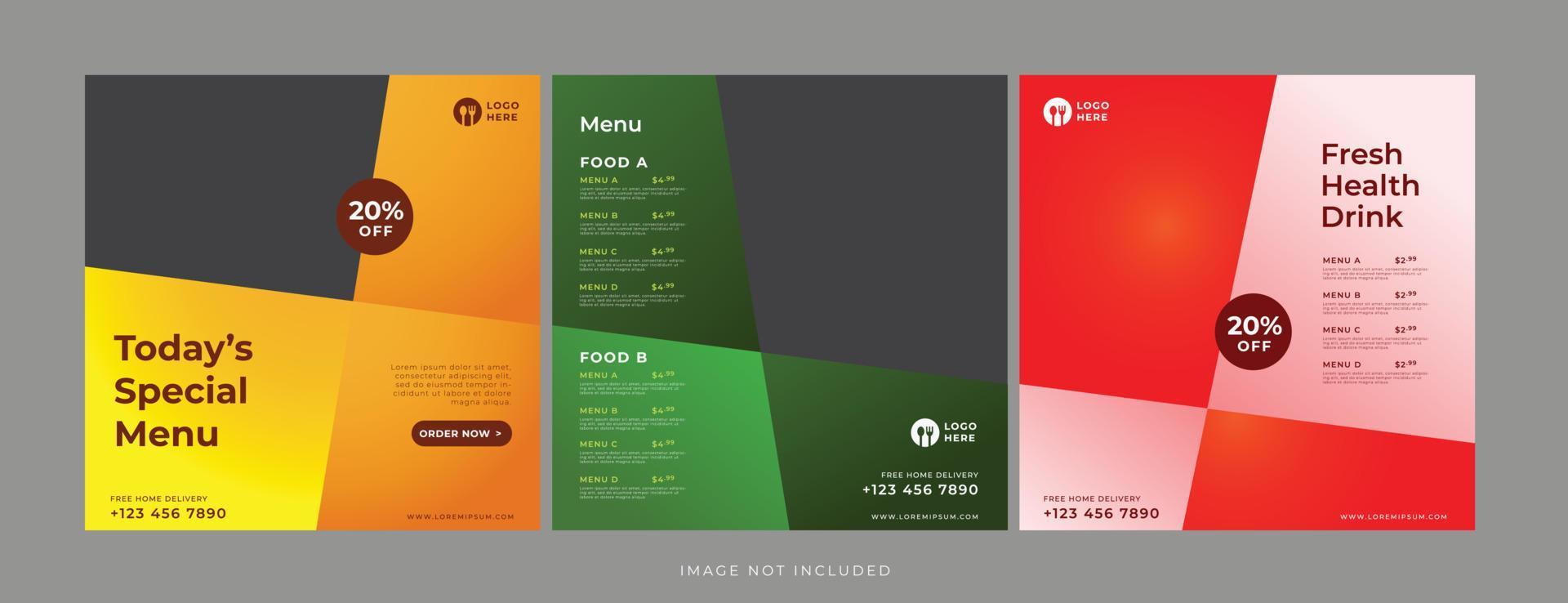 food and drink banner for social media template vector
