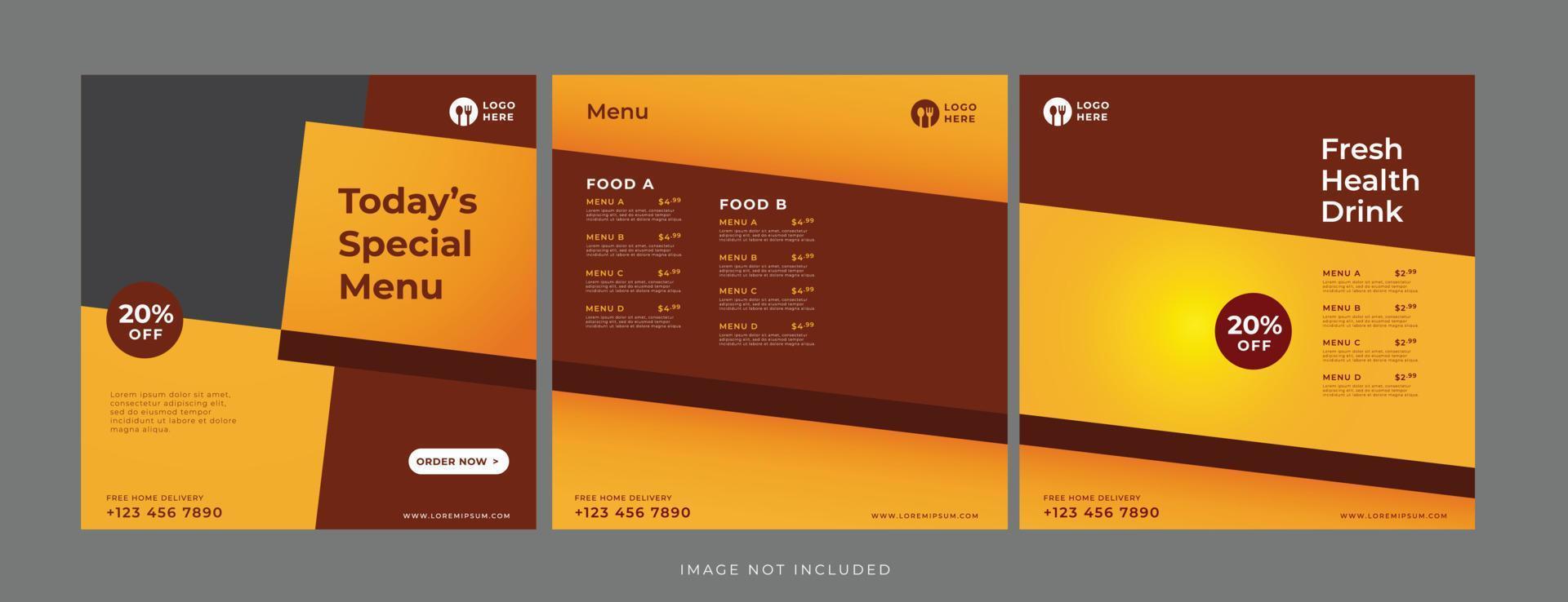 food and drink banner for social media template vector