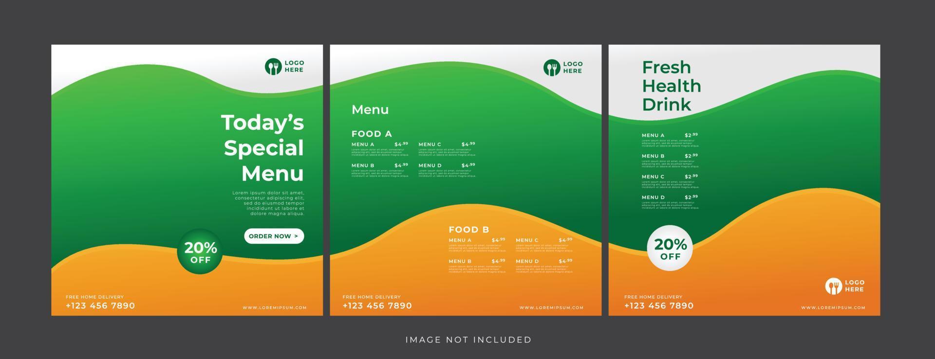 food and drink banner for social media template vector