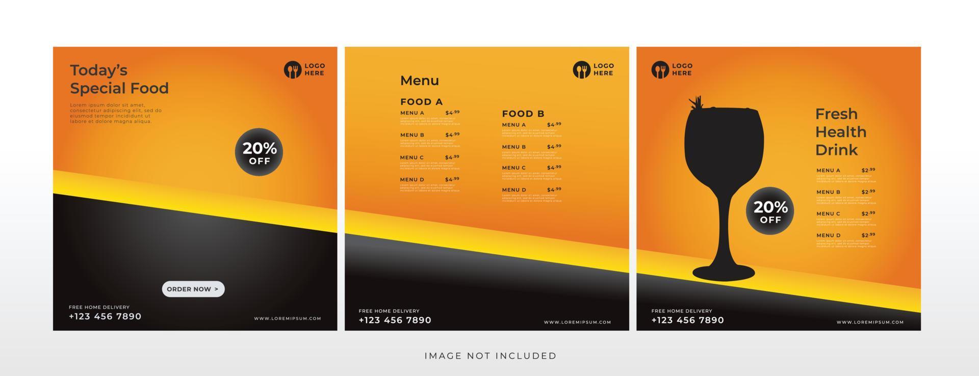 food and drink banner for social media template vector