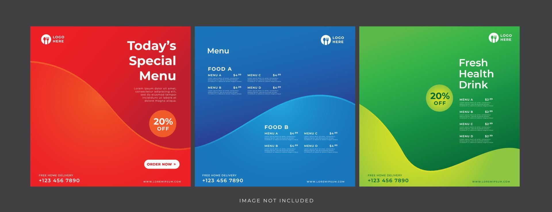 food and drink banner for social media template vector