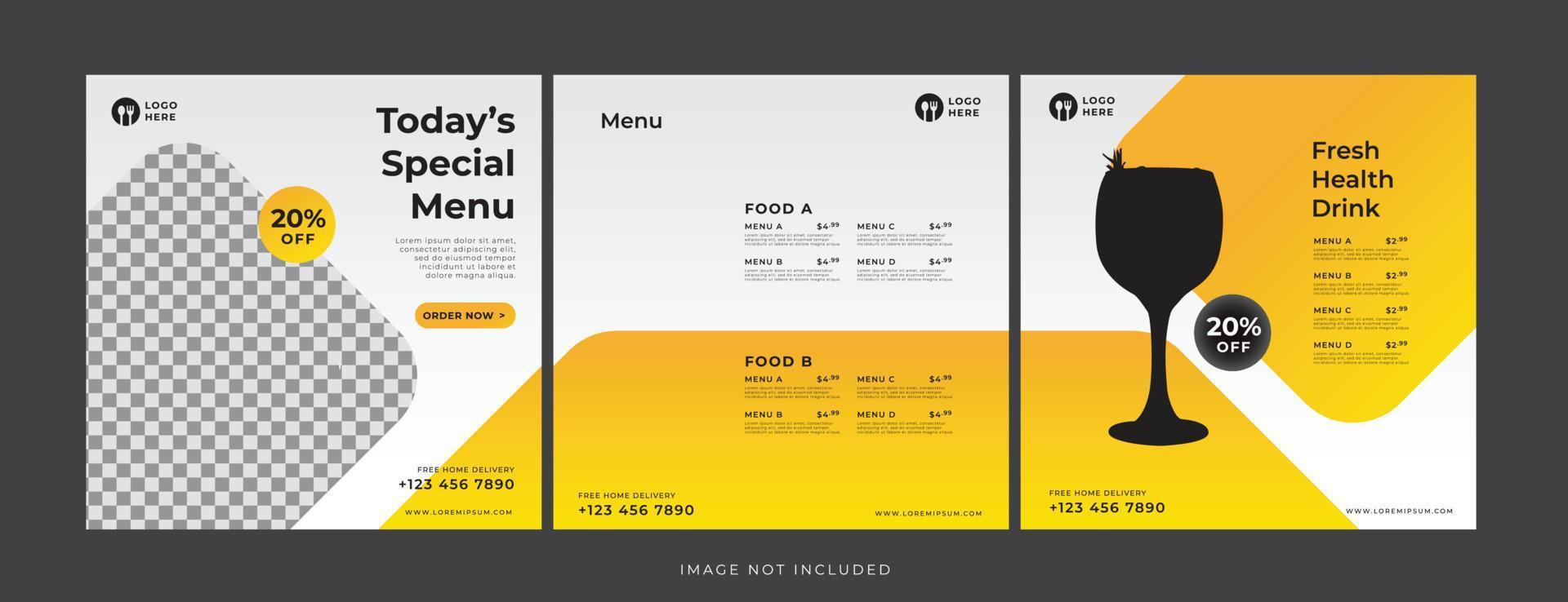 food and drink banner for social media template vector