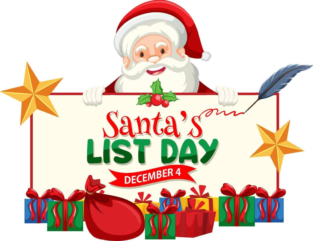 Santa's list day text banner design vector