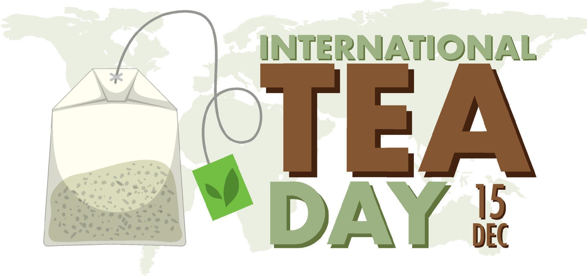 diseño de banner de texto del día internacional del té vector