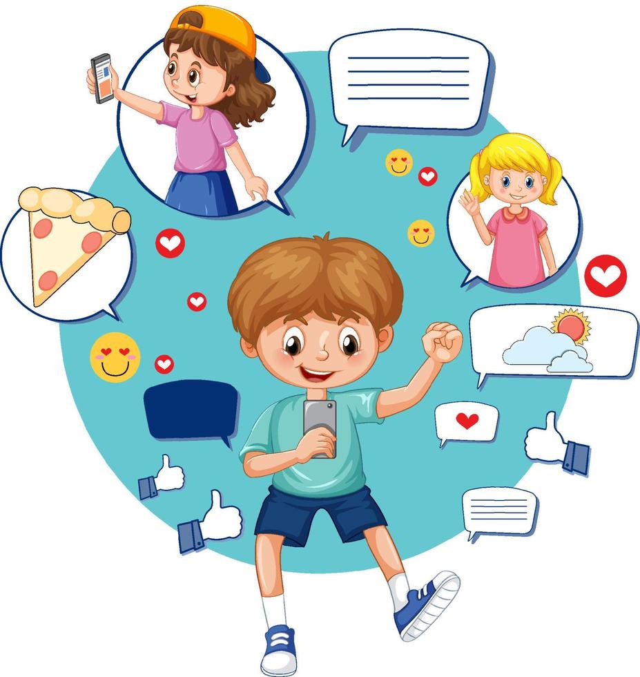 niños conectandose en las redes sociales vector