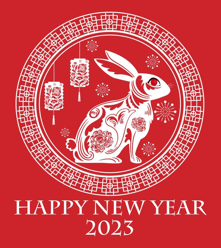 Happy New Year 2023 Year of the Rabbit vector