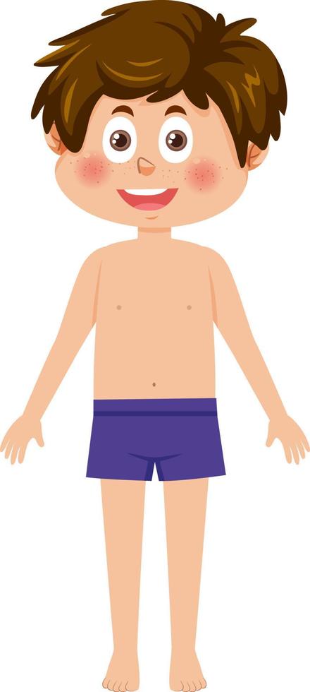 Cute boy cartoon character in swimming suit vector