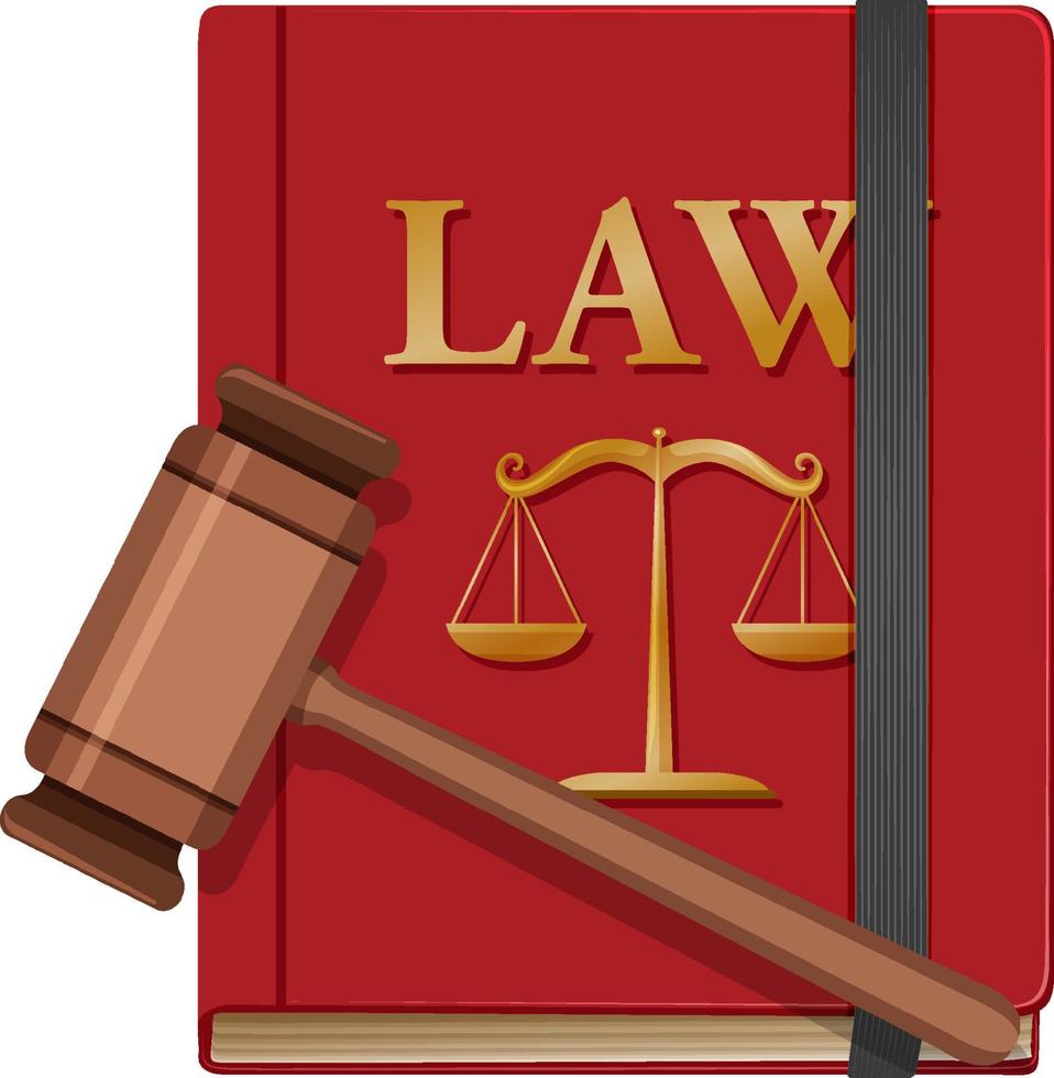 Gavel or judge hammer and law book vector