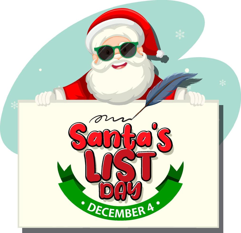 Santa's list day text banner design vector