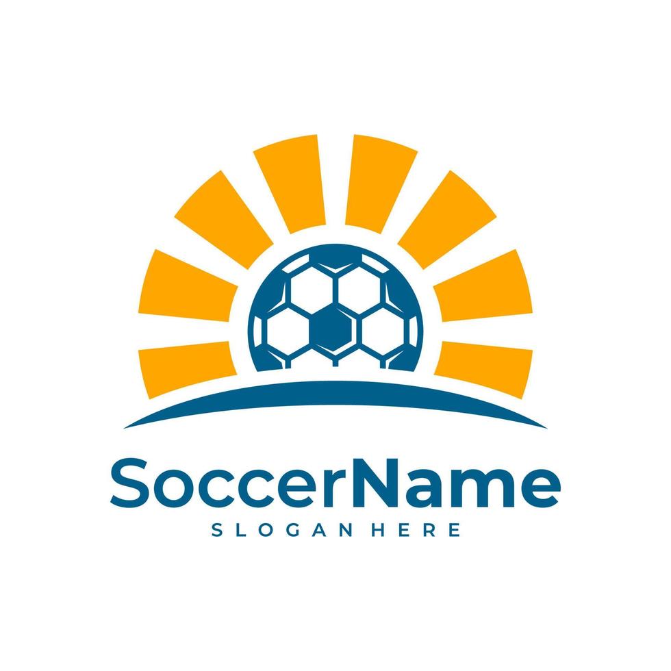 Sun Soccer logo template, Football logo design vector