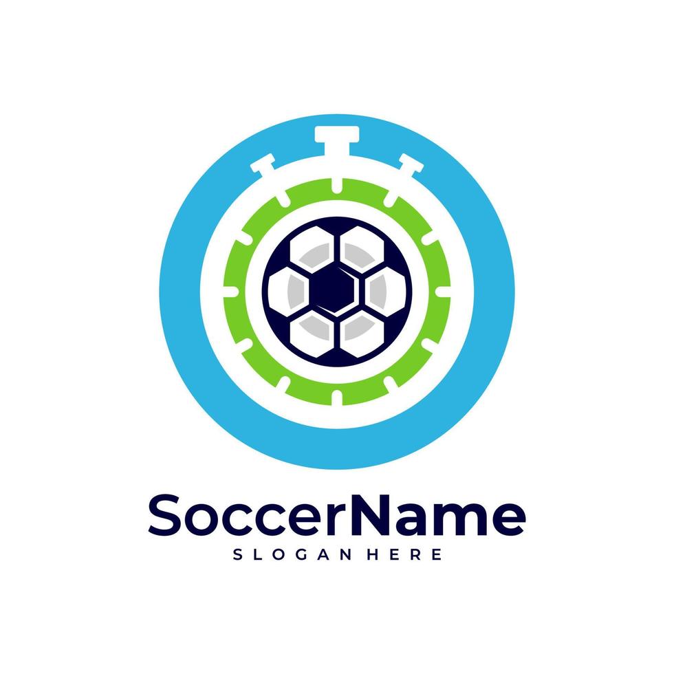 plantilla de logotipo de fútbol de tiempo, vector de diseño de logotipo de fútbol