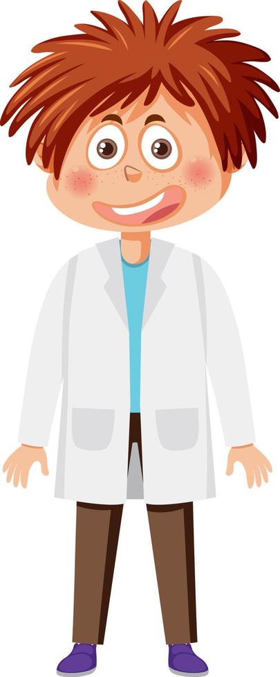 Cute scientist boy cartoon character vector