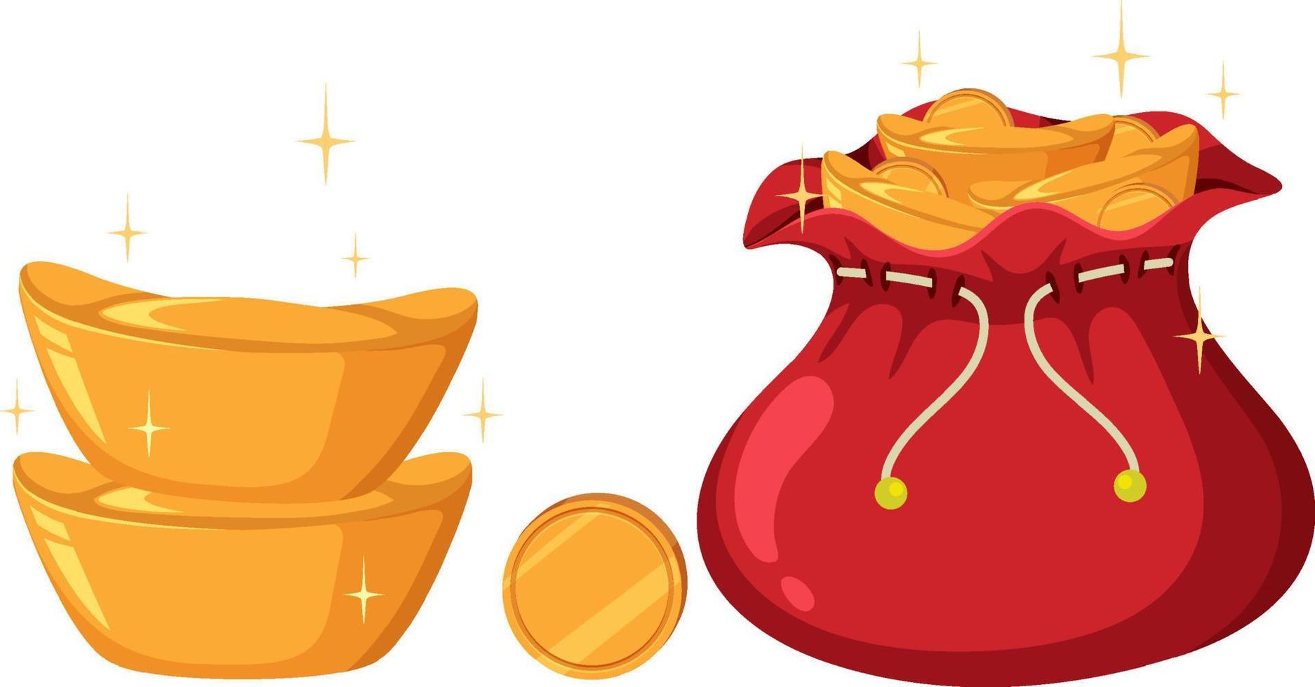 Bag of gold and coin vector