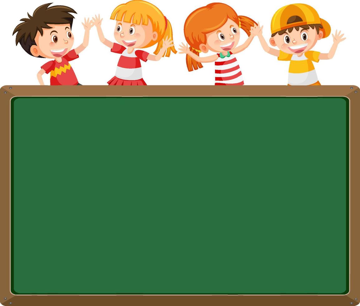 A blank board with children cartoon character vector