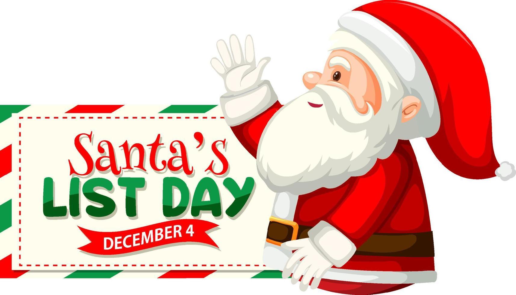 Santa's list day text banner design vector