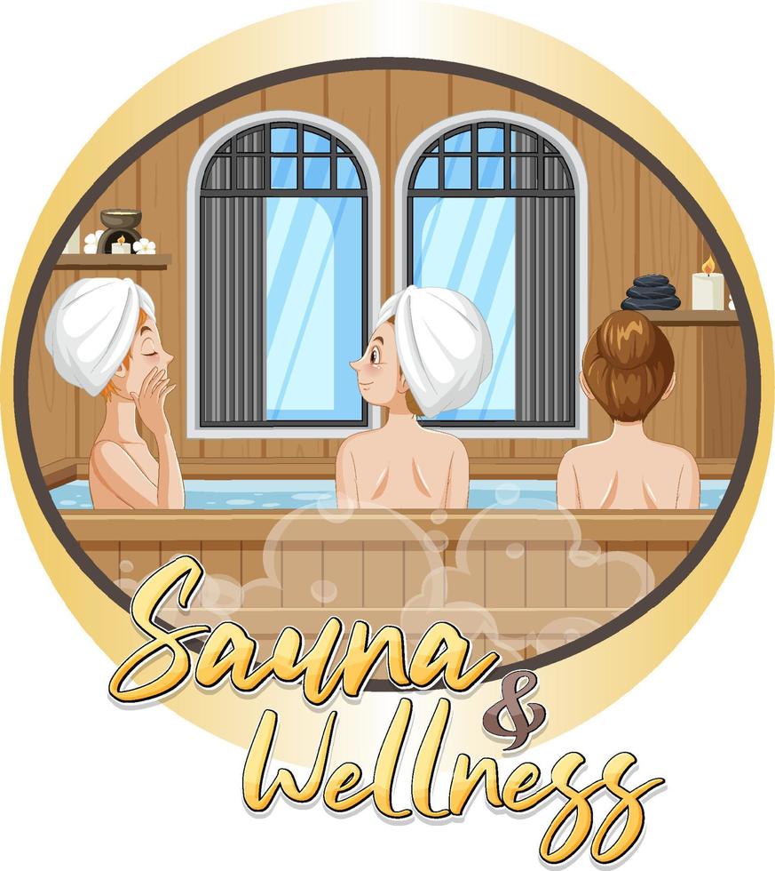 Sauna and wellness text design vector