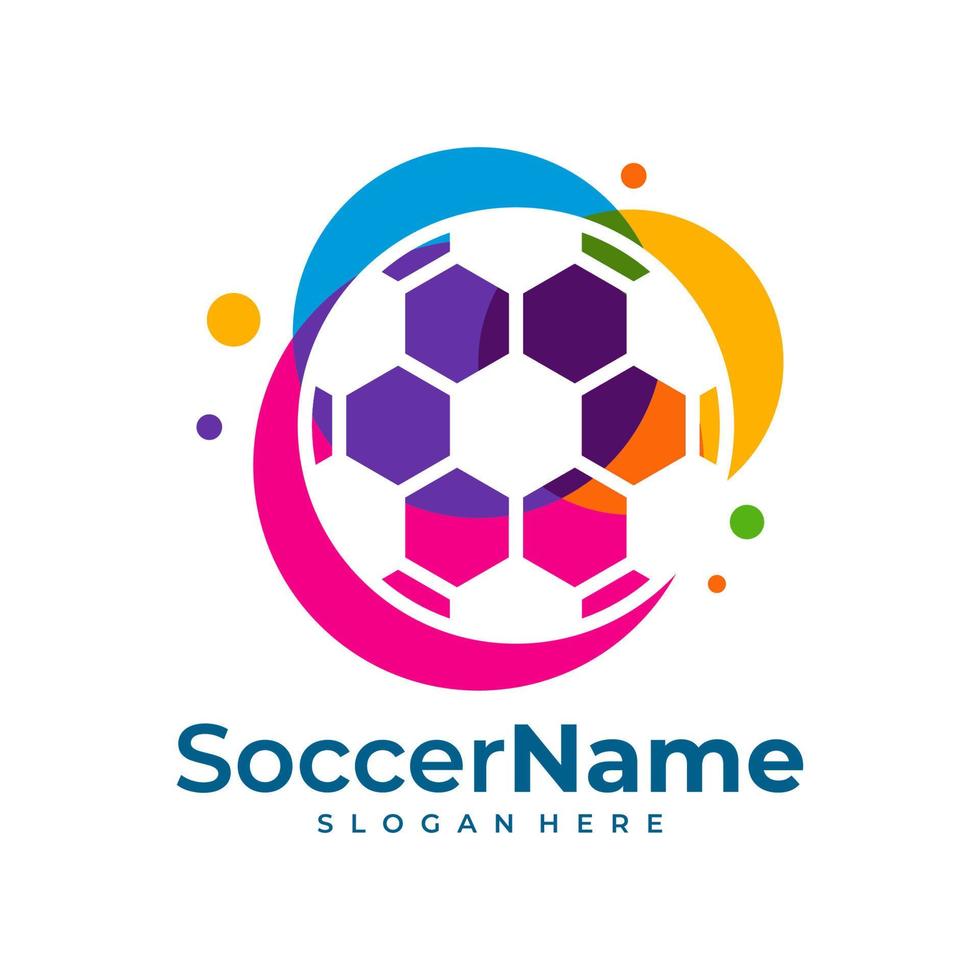 Colorful Soccer logo template, Football logo design vector