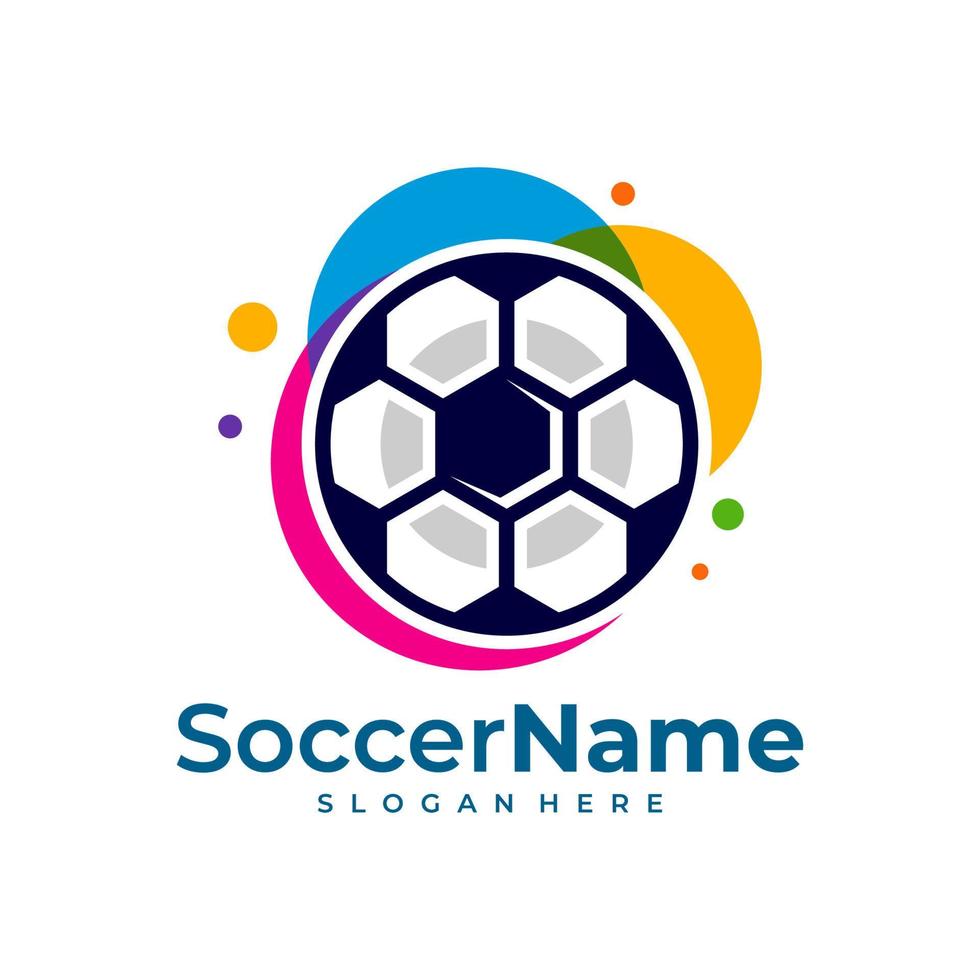 Colorful Soccer logo template, Football logo design vector