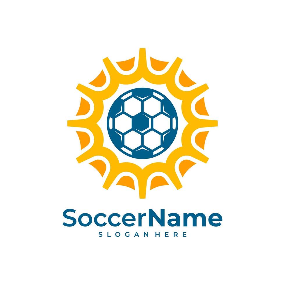 Sun Soccer logo template, Football logo design vector