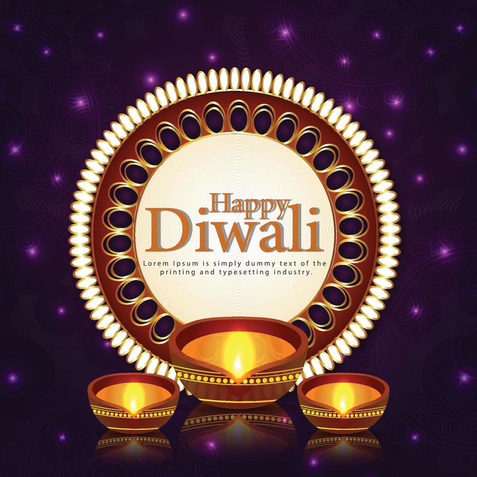 tarjeta de felicitación de celebración feliz diwali vector