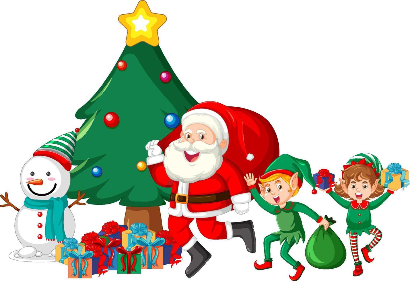 Christmas caroon characters isolated vector