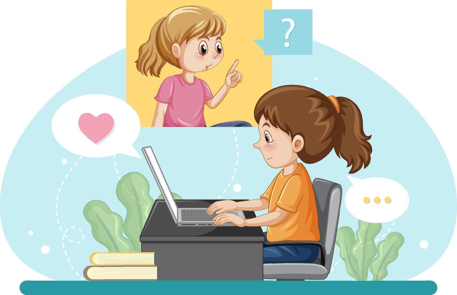 A girl browsing social media vector