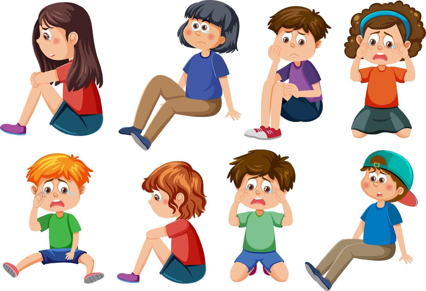 Bullying kids character collection vector