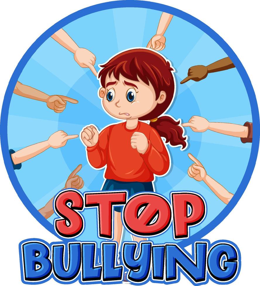 Stop Bullying text with cartoon character vector