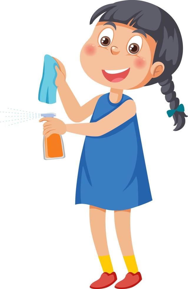 Cartoon character of kid cleaning vector