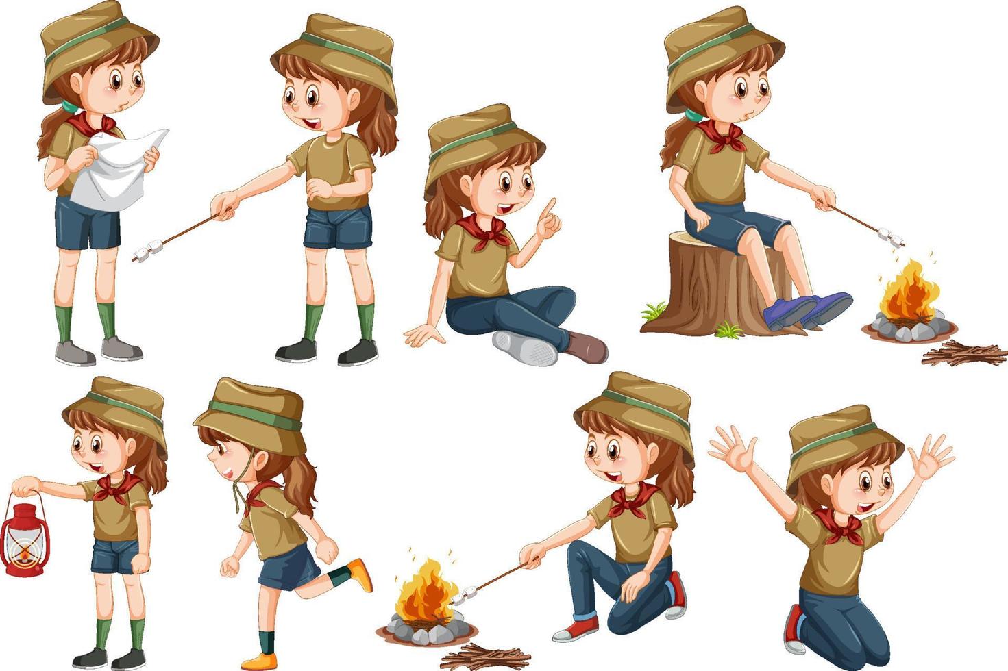 Set of different scout kids vector