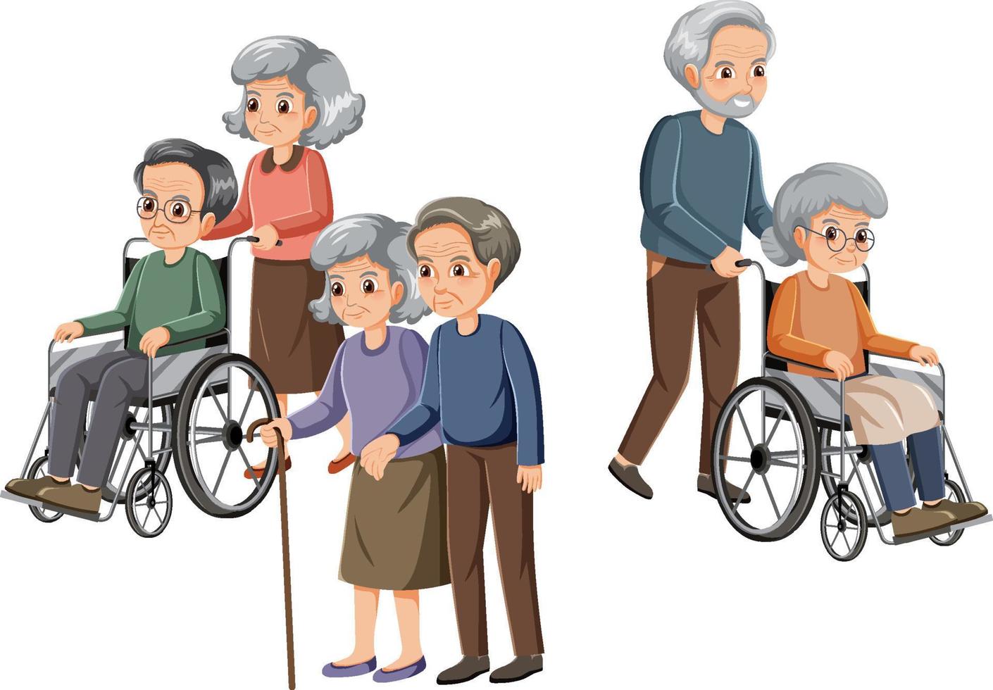 Elderly people on white background vector